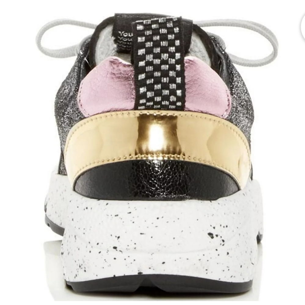 💜P448 Womens Mixed Media Alex Metallic Leather Lace-Up  Sneakers Size 40 - Picture 2 of 10